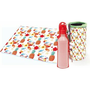 Kit fraîcheur pour chien tapis rafraîchissant gourde et porte bouteille par Croci