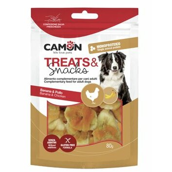 Friandises chien morceaux de banane avec poulet 80 g Camon Friandises chien morceaux de banane avec poulet 80 g Camon