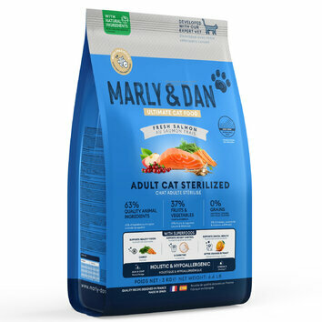 Croquettes Chat Adulte St&eacute;rilis&eacute; saumon frais 3 kg Marly et Dan