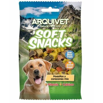 Friandises semi-humides saveurs vari&eacute;es forme os et coeur 100 g Arquivet