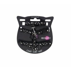 Harnais pour chat avec laisse noir Merry de chez Bobby