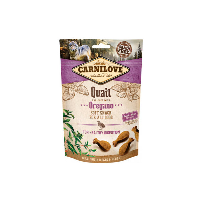 Friandises sans céréales Soft semi-humides 200 g Carnilove CAILLE et ORIGAN