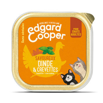 Pâtée pour chat Adulte Dinde Crevettes Edgard et Cooper 19 x 85 g