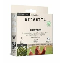 Pipettes Bio Basse-Cour animaux à plumes x 3 de Biovetol