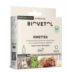 Pipettes insectifuges Bio Chat Chaton par 6 de Biovétol