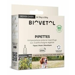 Pipettes insectifuges Bio Moyen Chien par 6 de Biovétol