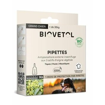 Pipettes insectifuges Bio Grand Chien par 6 de Biovétol