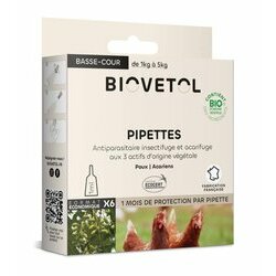 Pipettes Bio Basse-Cour animaux à plumes x 6 de Biovetol