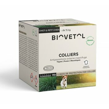 Pack économique 6 Colliers insectifuges petit chien Biovétol Pack économique 6 Colliers insectifuges petit chien Biovétol