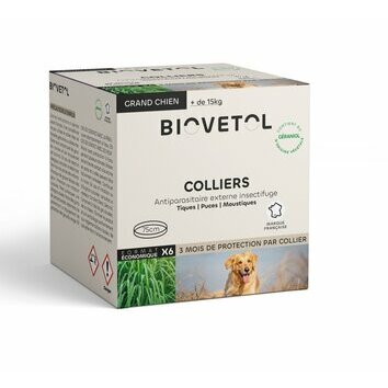 Pack économique 6 colliers insectifuge grand Chien Biovétol Pack économique 6 colliers insectifuge grand Chien Biovétol