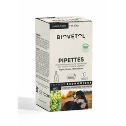 Pack économique 12 pipettes insectifuges Grand Chien Biovétol Pack économique 12 pipettes insectifuges Grand Chien Biovétol
