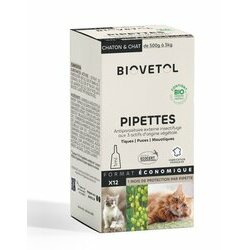 Pack économique 12 pipettes insectifuges Chat Chaton Biovétol Pack économique 12 pipettes insectifuges Chat Chaton Biovétol