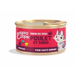 Morceaux en sauce chat Senior sans céréales 18 x 85 g Edgard et Cooper Morceaux en sauce chat Senior sans céréales 18 x 85 g Edgard et Cooper