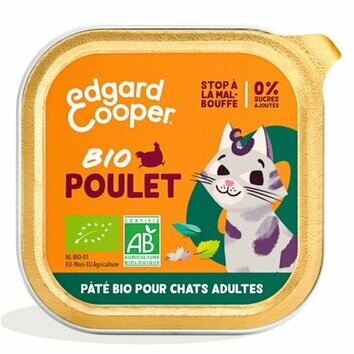 Pâtée Bio pour chat au Poulet 16 x 85 g Edgard et Cooper
