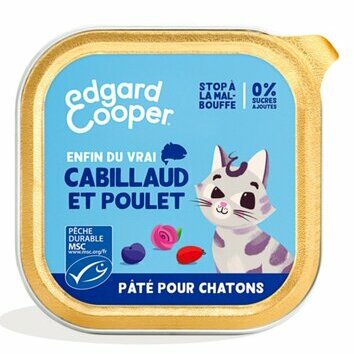Pâtée pour chaton Cabillaud Poulet 16 x 85 g Edgard et Cooper Pâtée pour chaton Cabillaud Poulet 16 x 85 g Edgard et Cooper