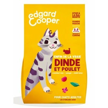 Croquettes pour chat sans céréales Dinde et Poulet frais 2 kg Edgard et Cooper