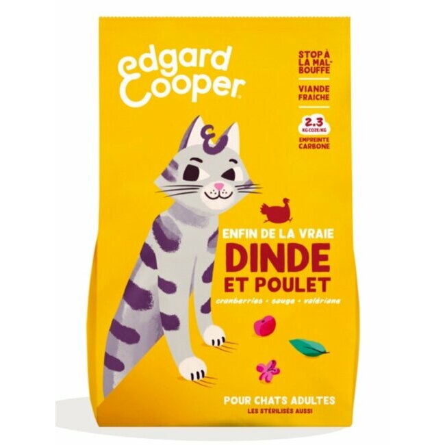 Alimentation du chat > Croquettes naturelles > Croquettes pour chat sans  céréales Dinde et Poulet frais 2 kg Edgard et Cooper : Albert le chien