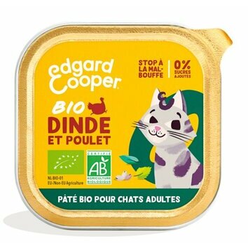 Pâtée Bio pour chat Dinde et Poulet 16 x 85 g Edgard et Cooper