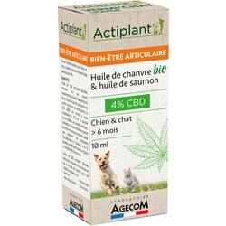 Huile de CBD Bio 4 % Bien-être articulaire chien chat 10 ml Actiplant Huile de CBD Bio 4 % Bien-être articulaire chien chat 10 ml Actiplant