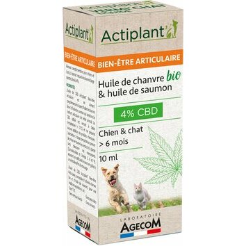 Huile de CBD Bio 4 % Bien-être articulaire chien chat 10 ml Actiplant Huile de CBD Bio 4 % Bien-être articulaire chien chat 10 ml Actiplant