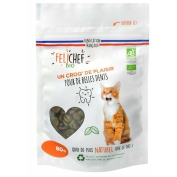 Friandises Bio hygiène bucco-dentaire pour chat 80 g Felichef Friandises Bio hygiène bucco-dentaire pour chat 80 g Felichef