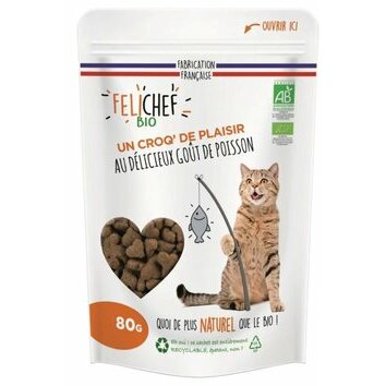 Friandises Bio goût poisson pour chat 80 g Felichef Friandises Bio goût poisson pour chat 80 g Felichef