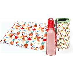 Kit fraîcheur pour chien tapis rafraîchissant gourde et porte bouteille par Croci