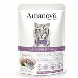Pâtée naturelle chat stérilisé Poisson dinde sans céréales 12 x 85 g Amanova