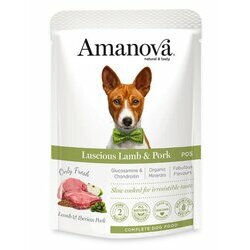 Pâtée naturelle pour chien sans céréales Agneau et porc 12 x 100 g Amanova