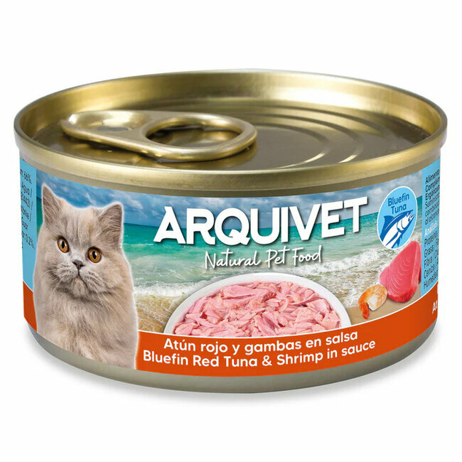 Filet pour chat avec thon rouge en sauce 6 x 80 g Arquivet THON ROUGE ET CREVETTES EN SAUCE