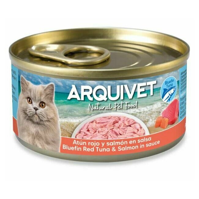 Filet pour chat avec thon rouge en sauce 6 x 80 g Arquivet THON ROUGE ET SAUMON EN SAUCE