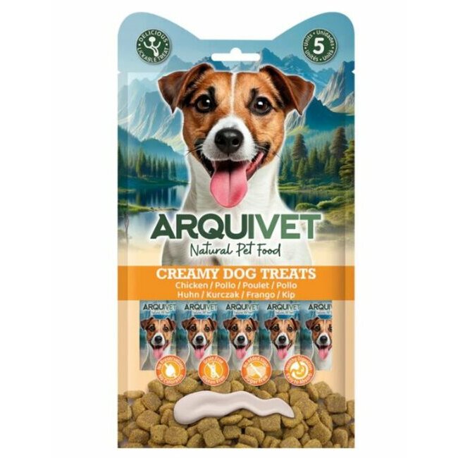 Snacks crémeux pour chien au poulet 5 x 14 g Arquivet