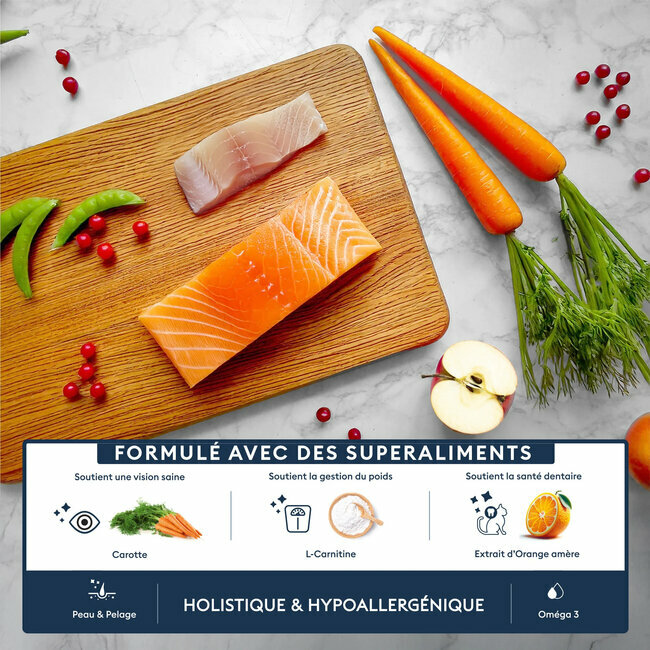 Croquettes Chat Adulte Stérilisé saumon frais 3 kg Marly et Dan