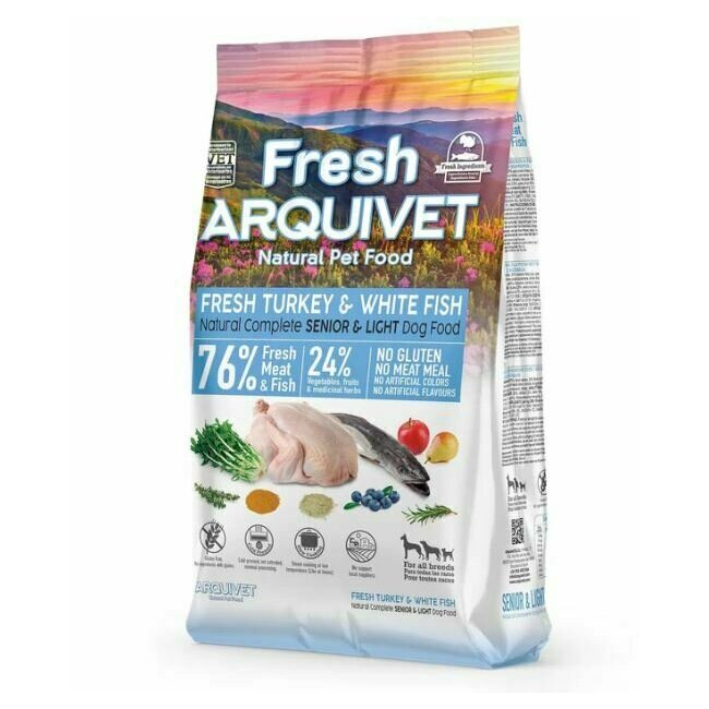 Croquettes chien semi-humide Fresh Senior et Light 10 kg Arquivet