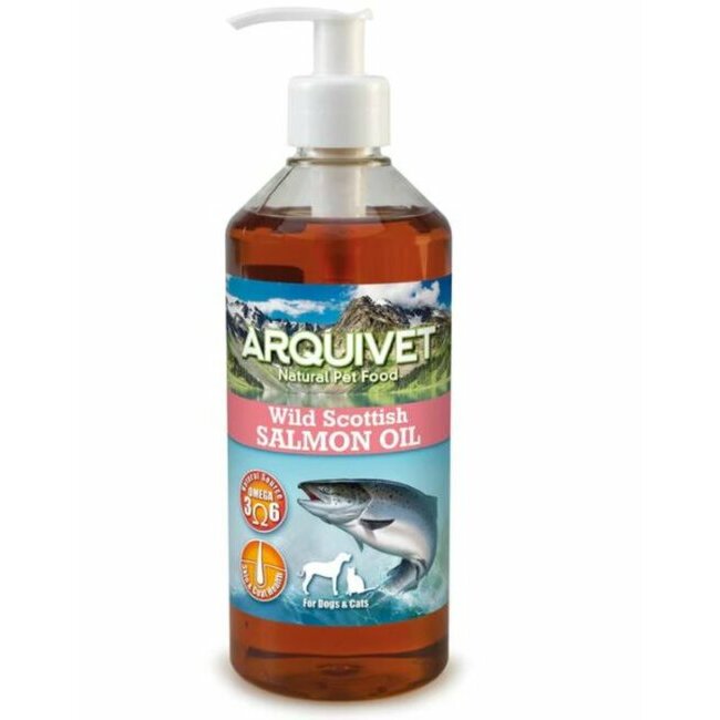 Huile de saumon écossais chat et chien Oméga 3 et 6 Arquivet Flacon 500 ml