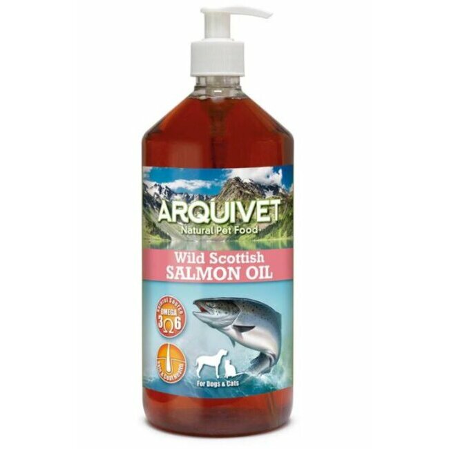 Huile de saumon écossais chat et chien Oméga 3 et 6 Arquivet Flacon de 1 litre