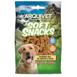Friandises semi-humides saumon riz forme os 100 g Arquivet