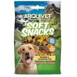 Friandises semi-humides saveurs vari&eacute;es forme os et coeur 100 g Arquivet