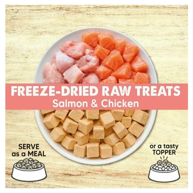 Friandises lyophilisées chien cubes saumon et poulet 50 g Arquivet