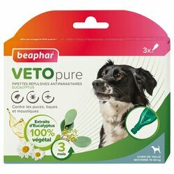 Pipettes r&eacute;pulsives antiparasitaires Eucalyptus chien taille moyenne VETOpure x 3 - Beaphar