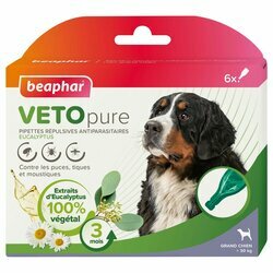 Pipettes r&eacute;pulsives antiparasitaires Eucalyptus grand chien VETOpure 6 x 2 ml - Beaphar