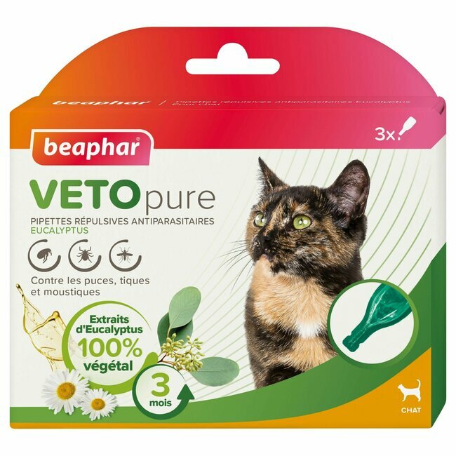 Pipettes répulsives antiparasitaires Eucalyptus pour chat X 3 - Beaphar
