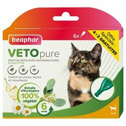 Pipettes r&eacute;pulsives antiparasitaires Eucalyptus pour chat X 6 - Beaphar