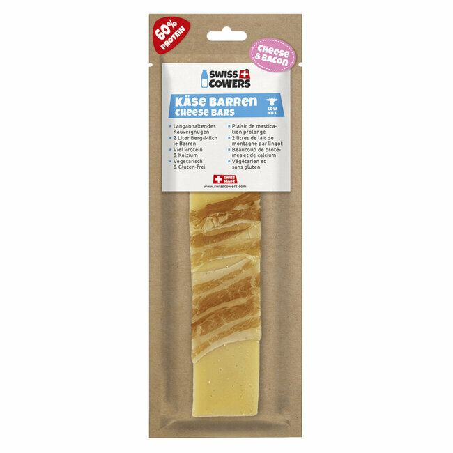 Barres de fromage suisse naturel Bacon dental chien - Swiss Cowers