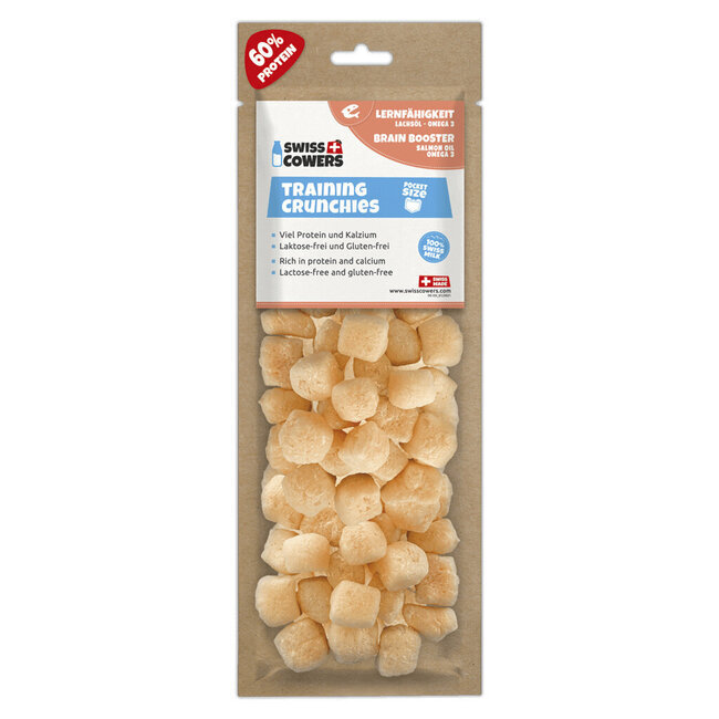 Snacks croustillants fromage suisse et huile de saumon pour chien 30 g - Swiss Cowers