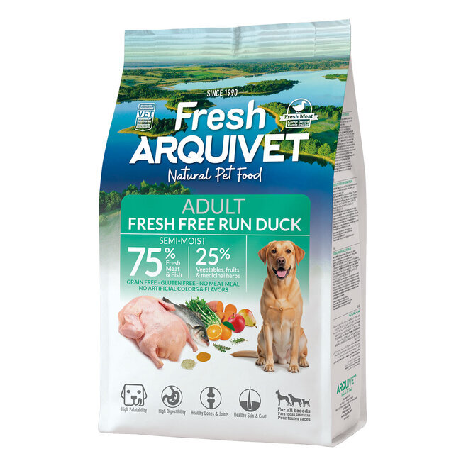 Croquettes semi-humide petit chien Adult Mini Fresh Canard fermier 1 kg - Arquivet