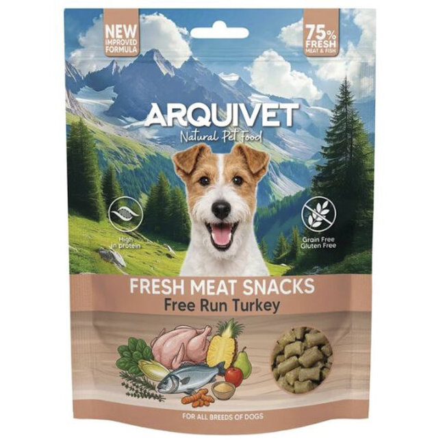 Snacks naturels semi-humides Chien Dinde fermière sans céréales Arquivet