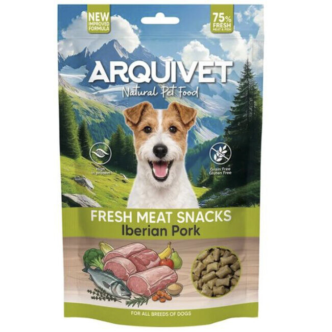 Snacks naturels semi-humides Porc ibérique sans céréales pour chien Arquivet