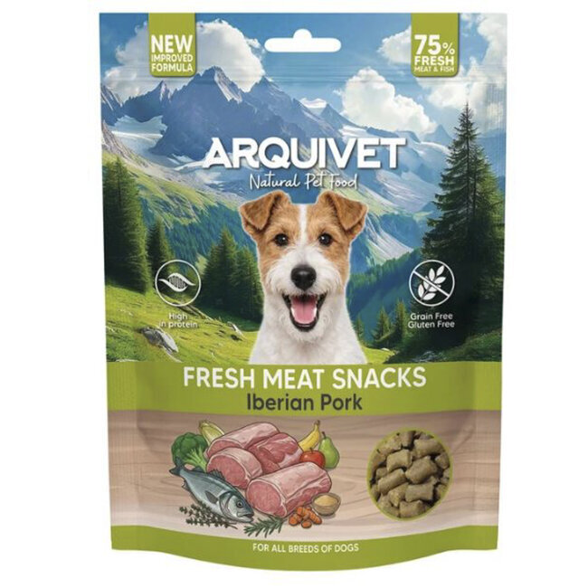 Snacks naturels semi-humides Porc ibérique sans céréales pour chien Arquivet