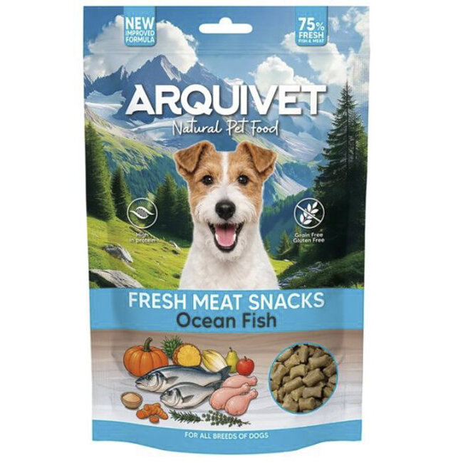 Snacks naturels semi-humides Ocean Fish sans céréales pour chien Arquivet